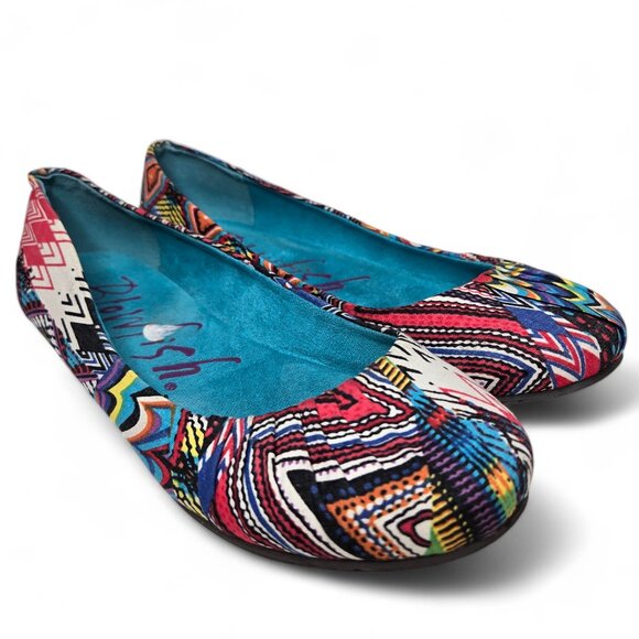 Blowfish Palma Ballet Flats Women's Boho Pleated Edge Festive Geo Pattern 7.5 - Picture 1 of 10
